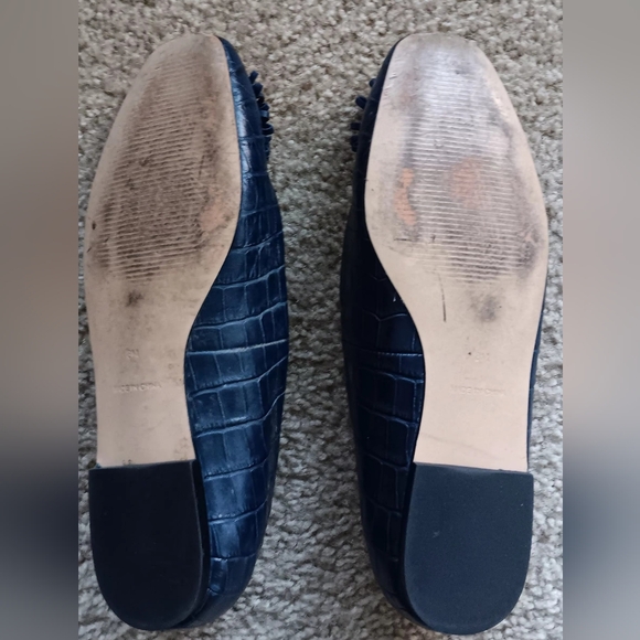 TALBOTS Blue FLATS LEATHER CROC EMBOSSED WITH BOW SIZE 8 WOMENS - Picture 5 of 8